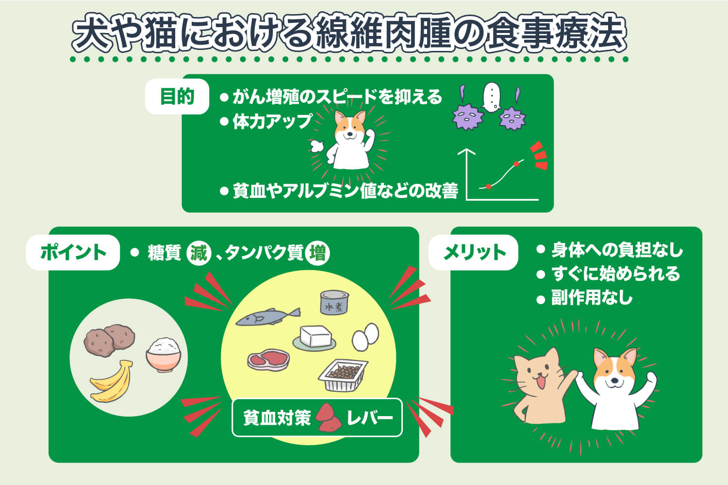 線維肉腫の犬・猫に自宅で出来る食事療法